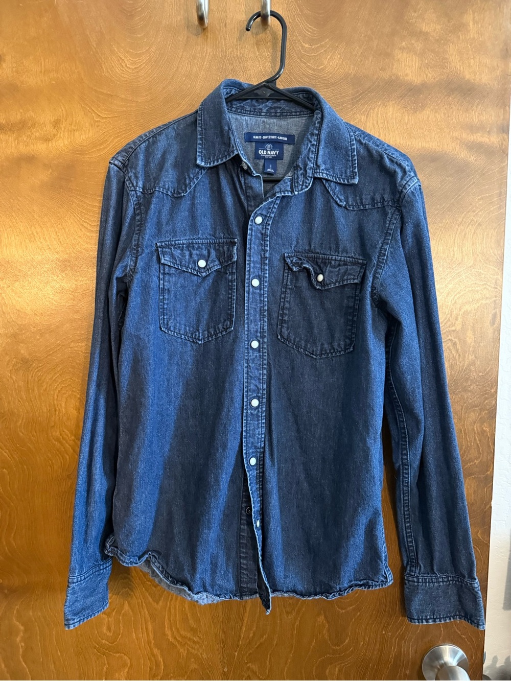 Old Navy Dark Blue Denim Button-Down Shirt